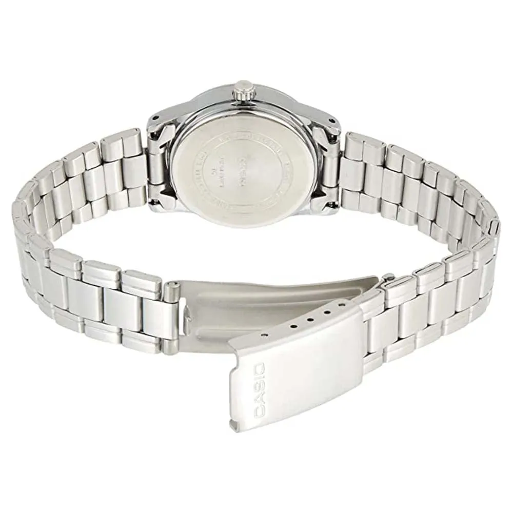 Casio Women's Black Dial Silver Stainless Steel Band Quartz Watch - LTP-V001D-1BUDF