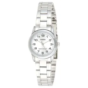Casio Women's Black Dial Silver Stainless Steel Band Quartz Watch - LTP-V001D-1BUDF