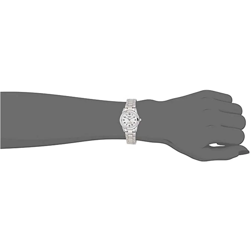 Casio Women's Black Dial Silver Stainless Steel Band Quartz Watch - LTP-V001D-1BUDF
