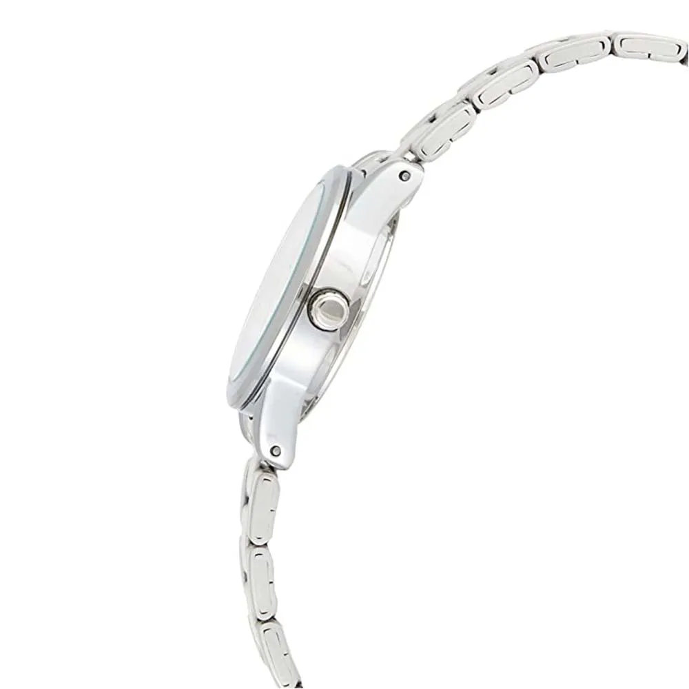Casio Women's Black Dial Silver Stainless Steel Band Quartz Watch - LTP-V001D-1BUDF