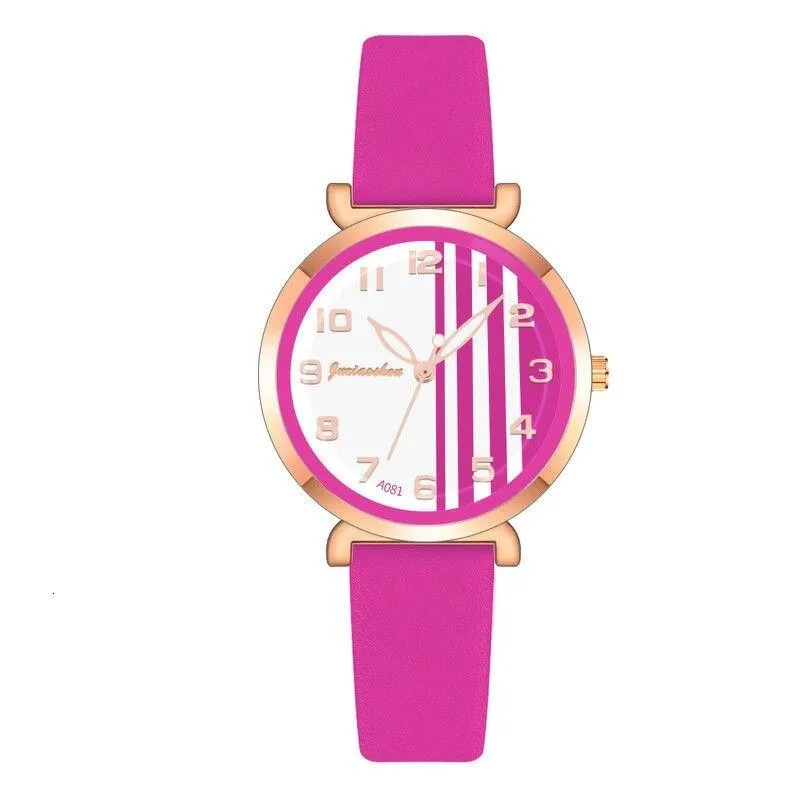 Chic Stripes Dial with Breathable Vegan Leather Strap Quartz Watches
