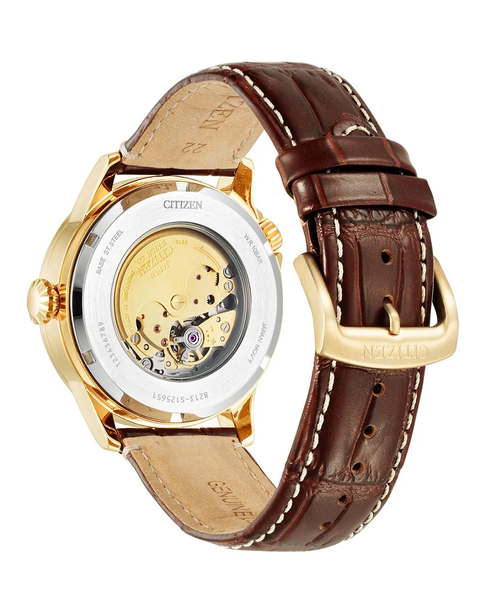 Citizen Automatic Black Dial Brown Leather Watch NJ0143-19E