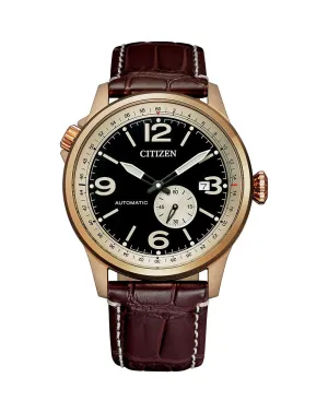 Citizen Automatic Black Dial Brown Leather Watch NJ0143-19E