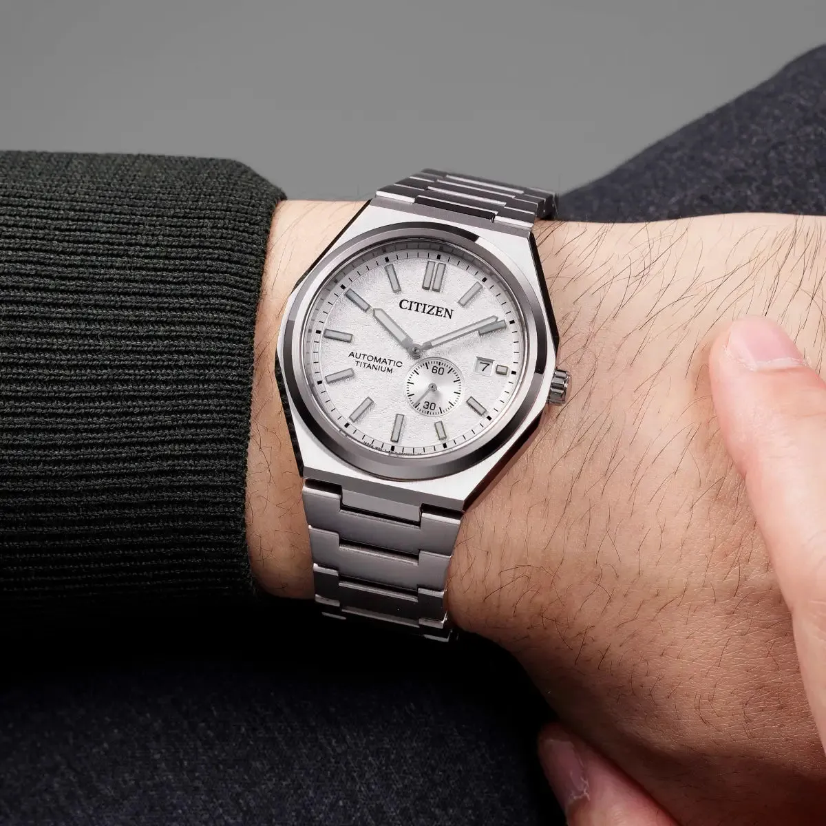 Citizen Automatic Mens Zenshin Textured White Super Titanium™ Watch