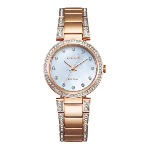 Citizen EcoDrive Women Swarovski Rose Gold Watch EM0843-51D