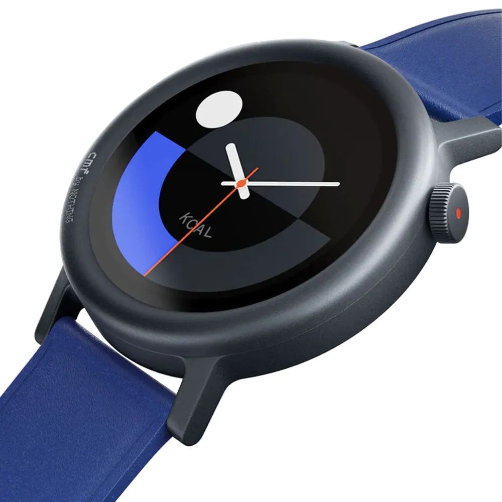 CMF Watch Pro 2 D398 Smart Watch (45mm - GPS) Dark Gray Metal Case With Blue Leather Strap