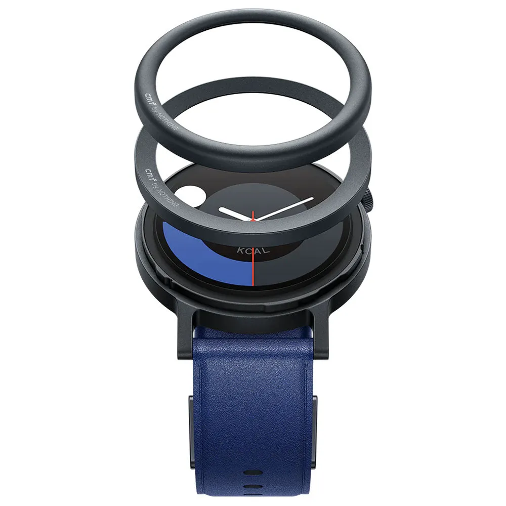 CMF Watch Pro 2 D398 Smart Watch (45mm - GPS) Dark Gray Metal Case With Blue Leather Strap