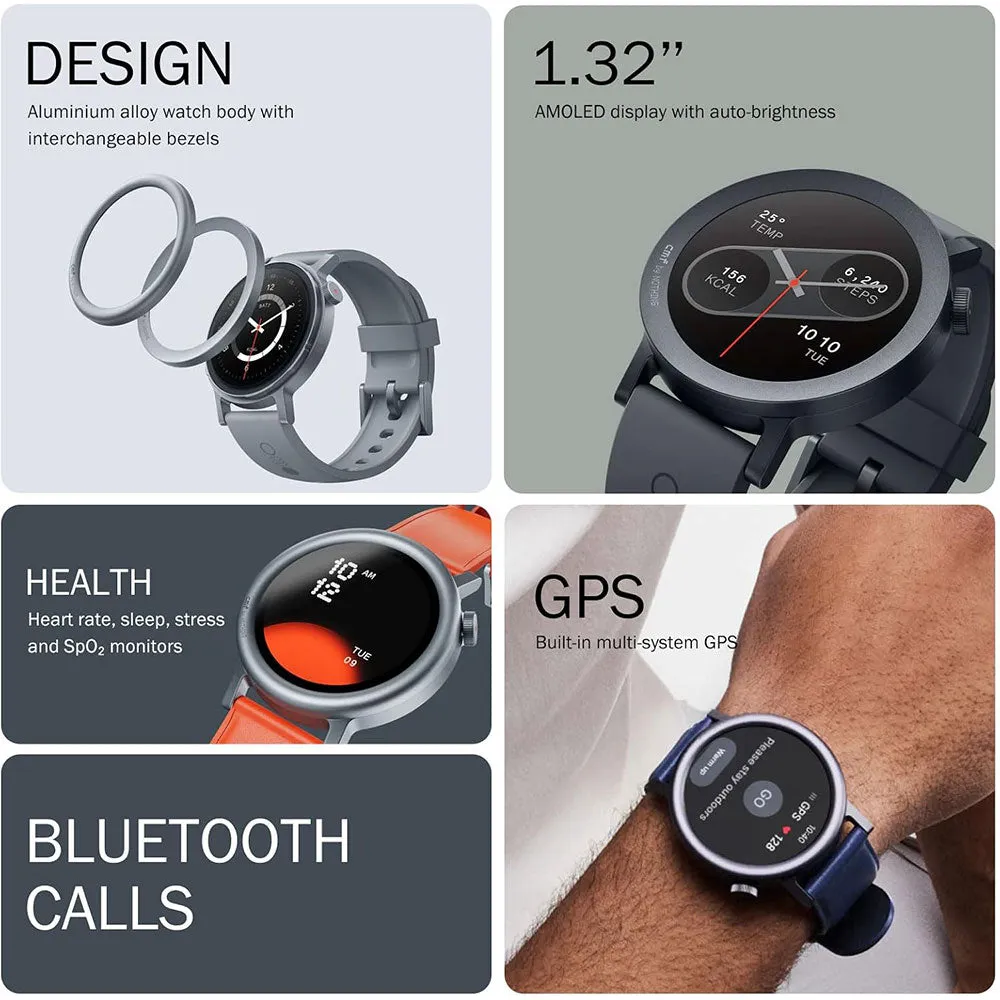 CMF Watch Pro 2 D398 Smart Watch (45mm - GPS) Dark Gray Metal Case With Blue Leather Strap