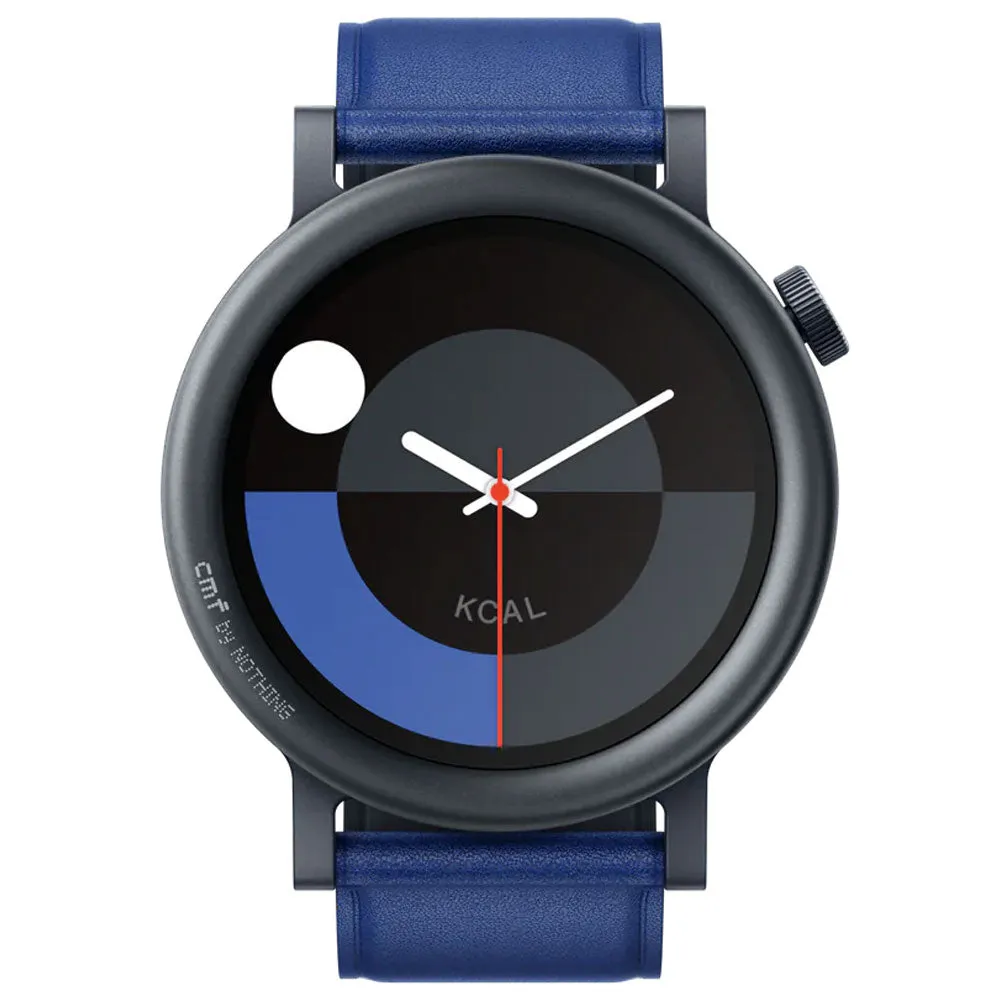 CMF Watch Pro 2 D398 Smart Watch (45mm - GPS) Dark Gray Metal Case With Blue Leather Strap