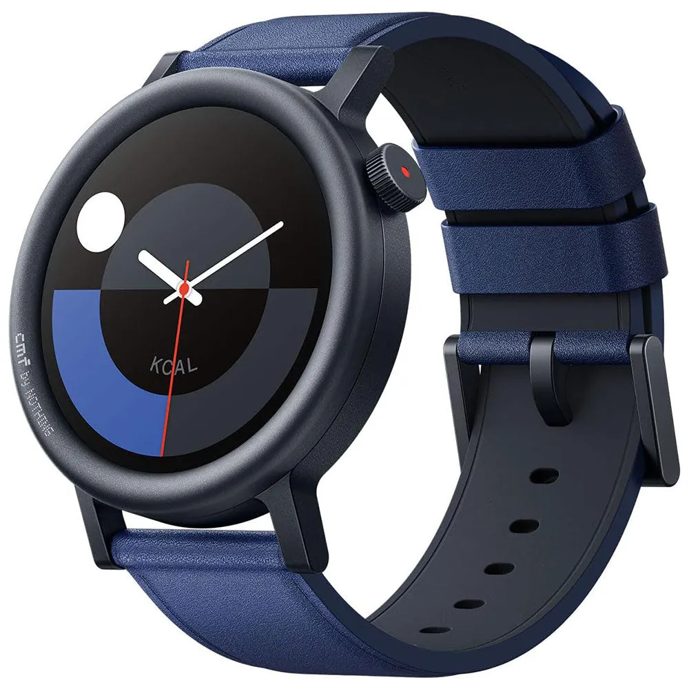 CMF Watch Pro 2 D398 Smart Watch (45mm - GPS) Dark Gray Metal Case With Blue Leather Strap