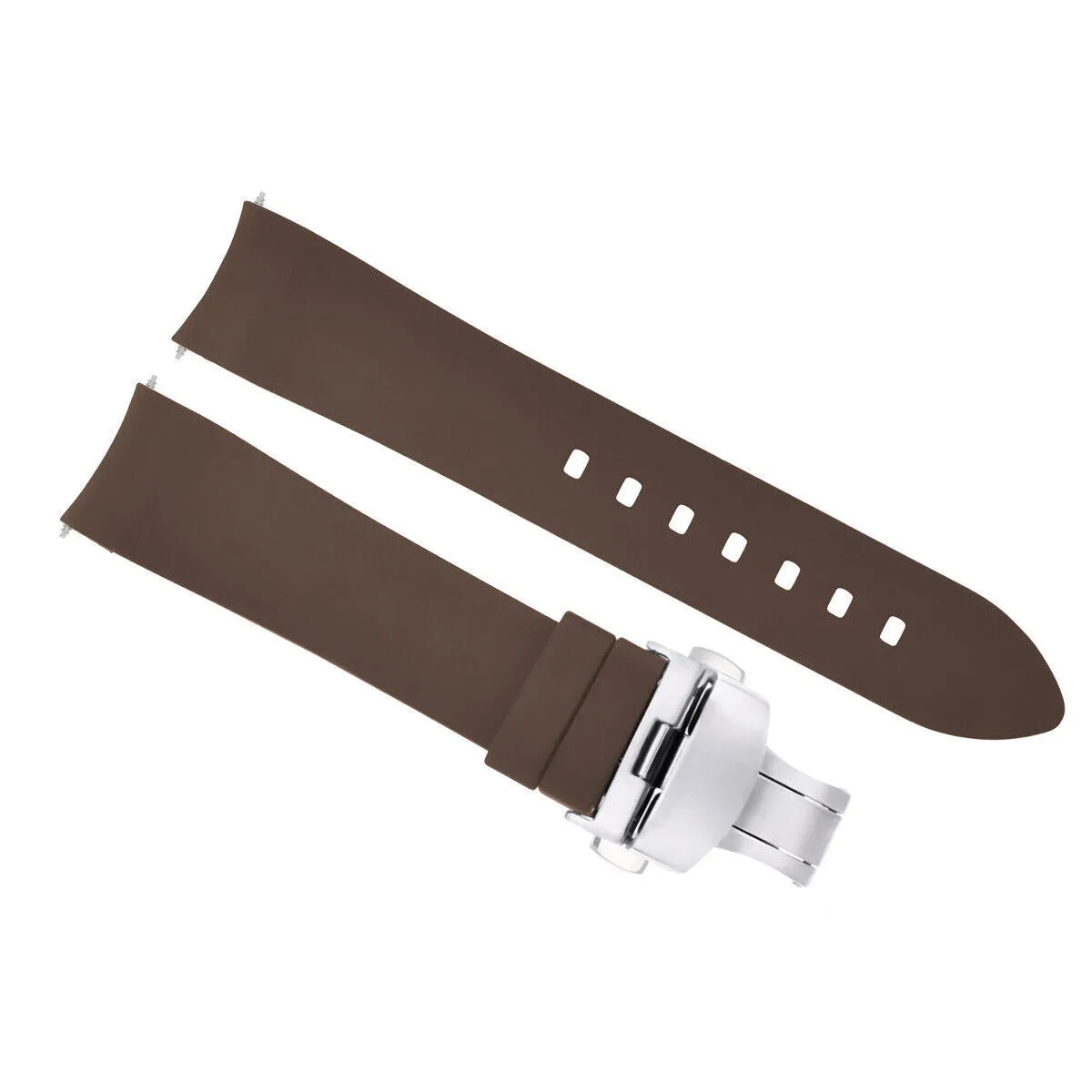 CURVED END SILICONE WATCH BAND RUBBER STRAP  CLASP - 21MM