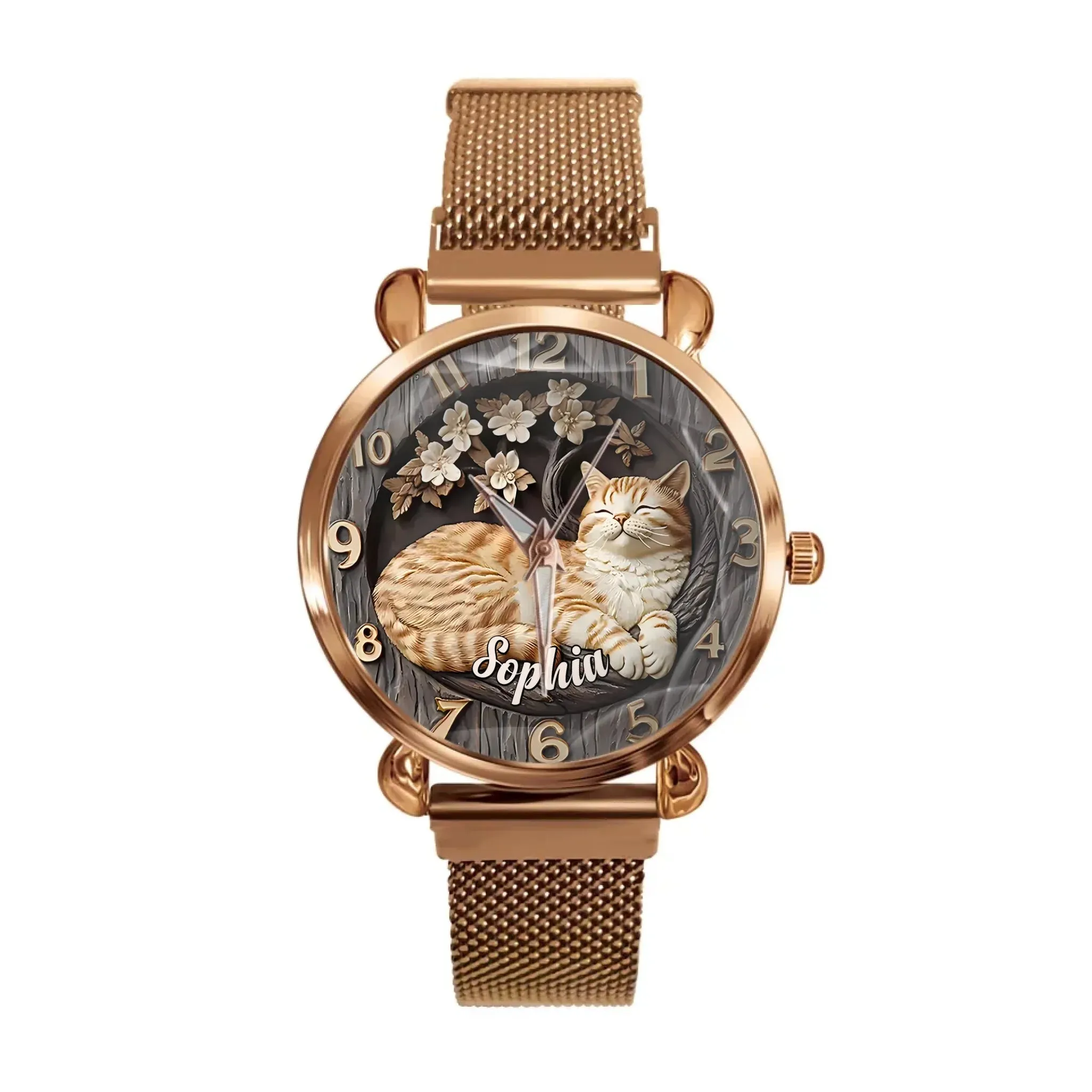 Customised Cat Watch - Cat-themed Watch with Personalised Name and Photo - A Gift For Family,Friend,Cat Lovers,Cat Owners