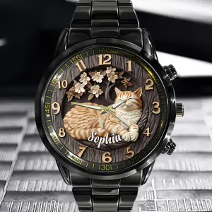 Customised Cat Watch - Cat-themed Watch with Personalised Name and Photo - A Gift For Family,Friend,Cat Lovers,Cat Owners