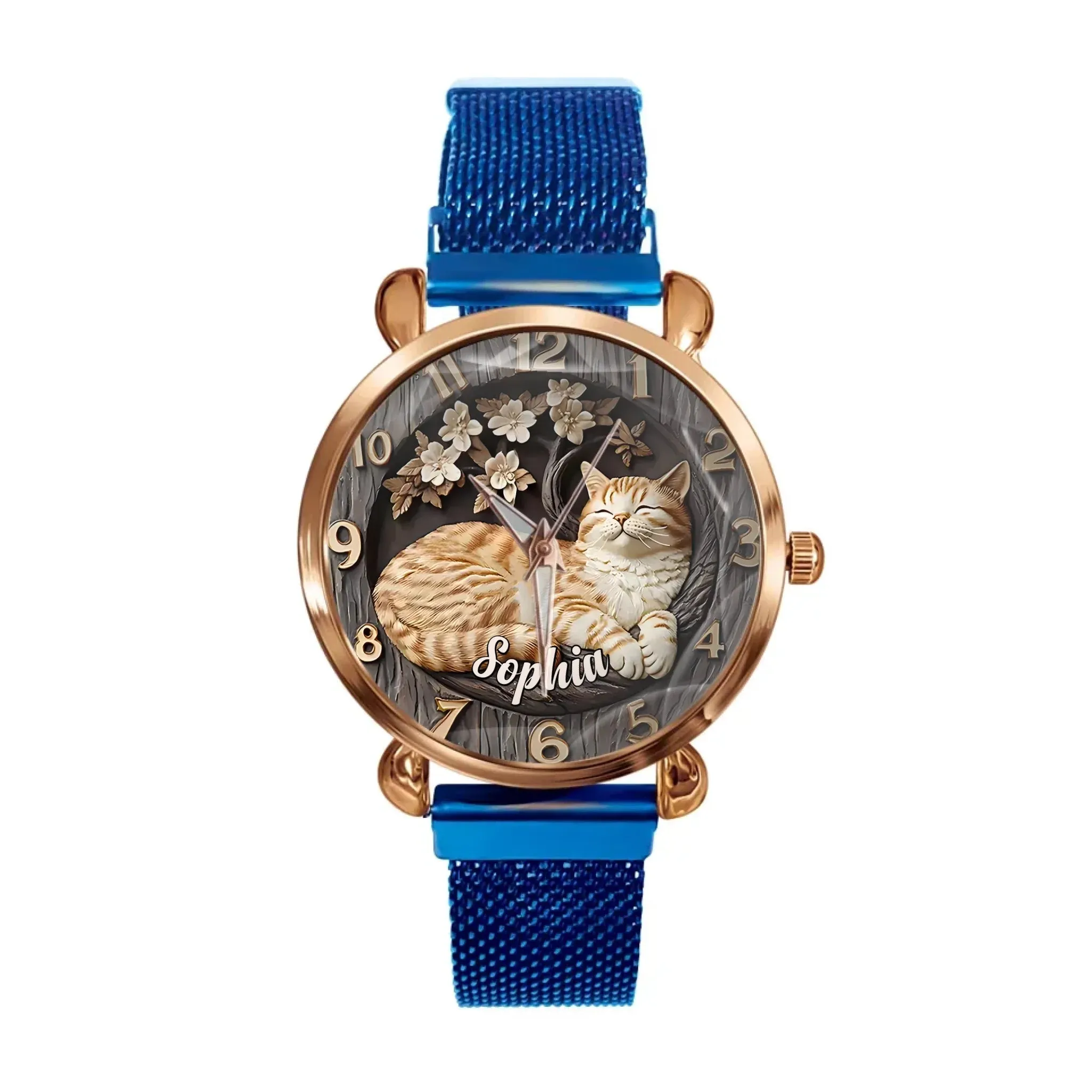 Customised Cat Watch - Cat-themed Watch with Personalised Name and Photo - A Gift For Family,Friend,Cat Lovers,Cat Owners