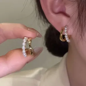 Earring Stud High End Pearl C Shaped XEE5218 Earring Stud High End Pearl C Shaped XEE5218