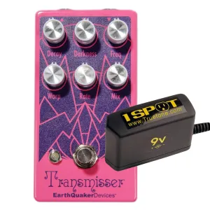 Earthquaker Devices Transmisser Pink/Navy Bundle w/ Truetone 1 Spot Space Saving 9v Adapter