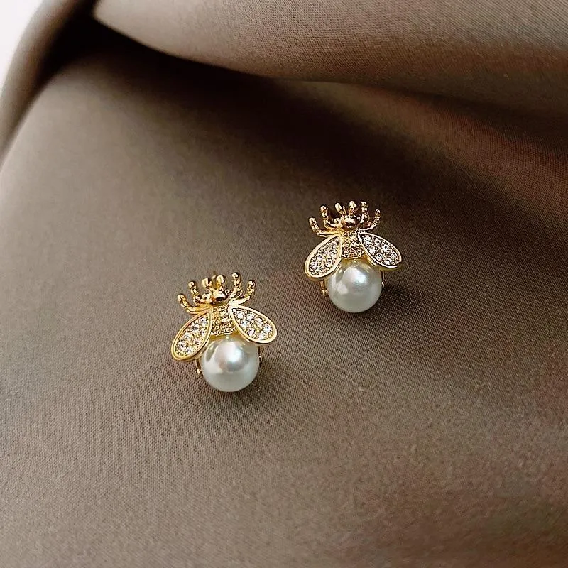 Elegant Pearl And Rhinestone Dangle Earrings
