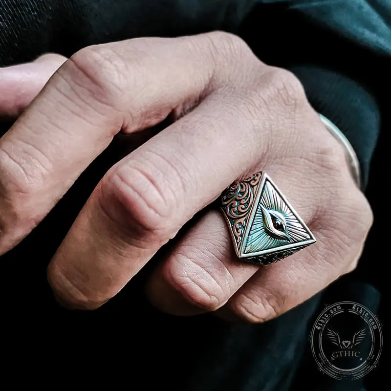 Eye of Providence Sterling Silver Masonic Adjustable Ring