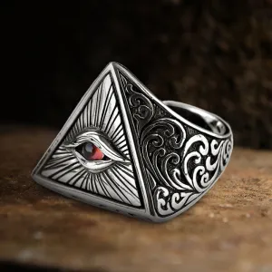 Eye of Providence Sterling Silver Masonic Adjustable Ring