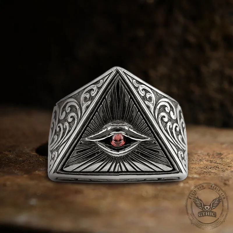 Eye of Providence Sterling Silver Masonic Adjustable Ring