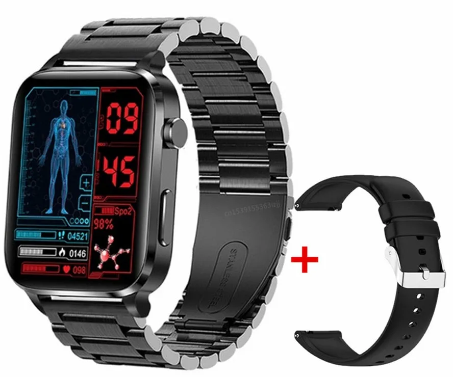 F100 Thermometer Smart Watch Blood Glucose Men Sangao Laser Treat Health Heart Rate Blood Pressure Sport Monitoring Smartwatch