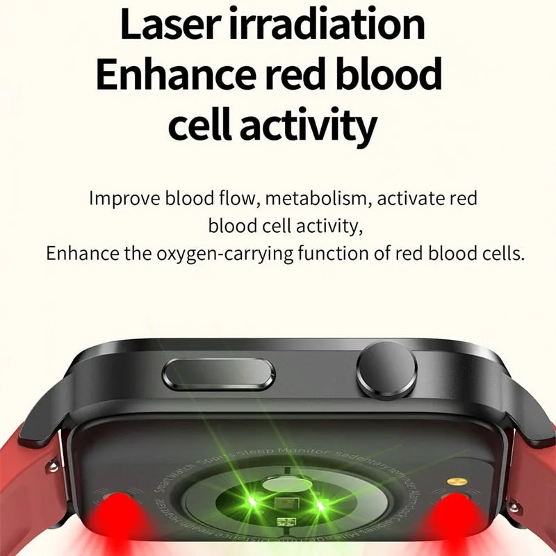 F100 Thermometer Smart Watch Blood Glucose Men Sangao Laser Treat Health Heart Rate Blood Pressure Sport Monitoring Smartwatch