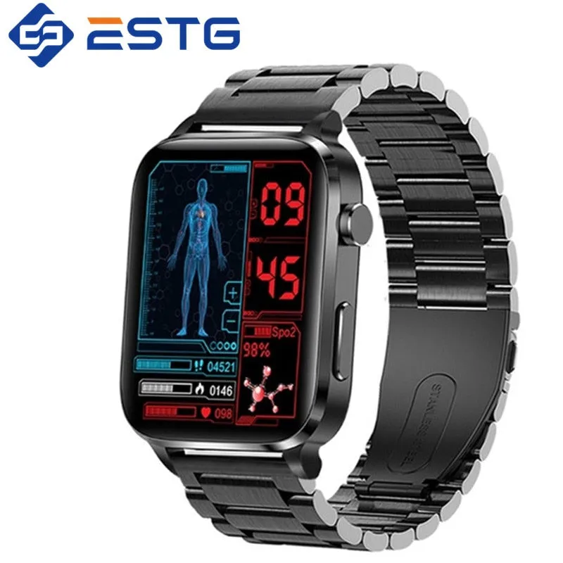 F100 Thermometer Smart Watch Blood Glucose Men Sangao Laser Treat Health Heart Rate Blood Pressure Sport Monitoring Smartwatch