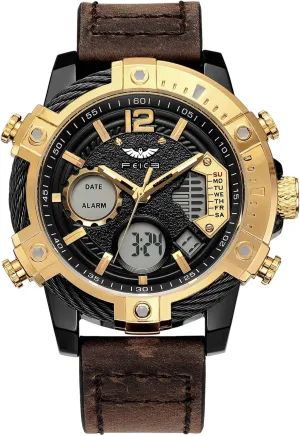 FEICE Men's Chronograph Sport Watch Japanese Quartz Analog-Digital Waterproof Watches Multifunctional Luminescent Industrial Style Punk Watch