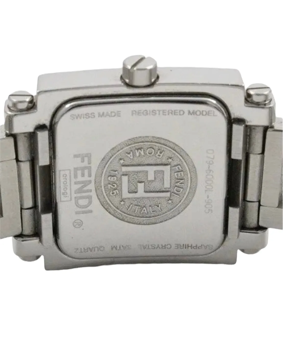 Fendi Satinless Square Face FF Logo Band Watch