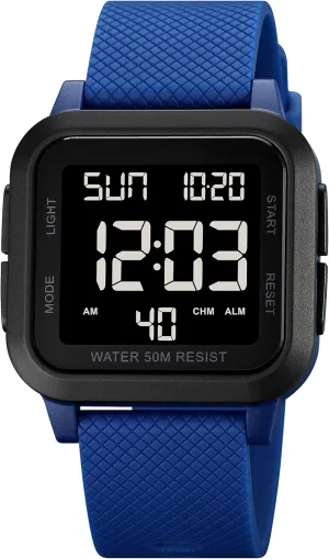 findtime Unisex Digital Watch Men Women Square Face Big Numbers LED Electronic Wrist Watches Waterproof/Alarm/Countdown Timer/Dual Time/Stopwatch/12/24H