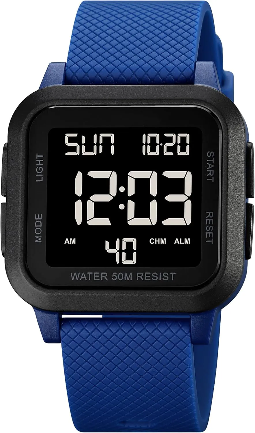 findtime Unisex Digital Watch Men Women Square Face Big Numbers LED Electronic Wrist Watches Waterproof/Alarm/Countdown Timer/Dual Time/Stopwatch/12/24H