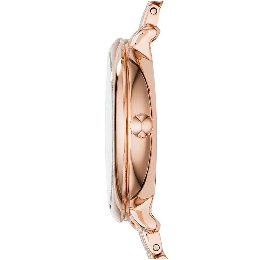 Fossil Womens Jacqueline Small Three-Hand Stainless Steel Case and Bracelet Silver Dial Rose Gold Watch - ES3799