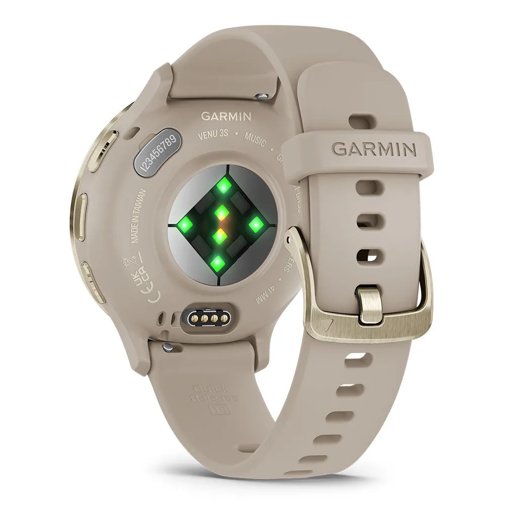 Garmin Venu 3S Soft Gold Stainless Steel Bezel with Ivory Case and Silicone Band (AU Version)