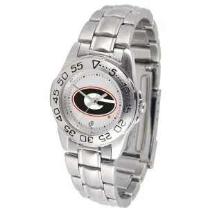 Georgia Bulldogs Ladies Steel Band Sports Watch