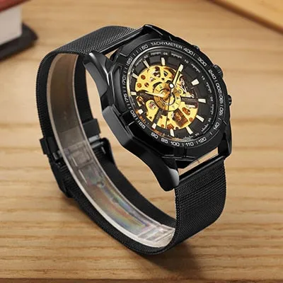 Gold Transparent  Mechanical Men Wrist Watches