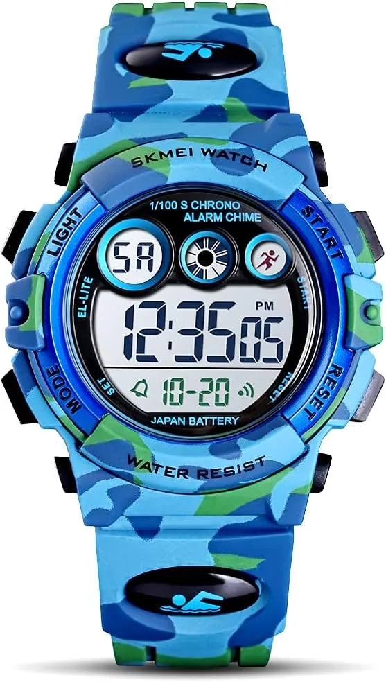 GOLDEN HOUR Watches for Kids Digital Sport Waterproof Boys Girls Watch Outdoor 12/24 H Alarm EL Backlight Stopwatch Military Child Wristwatch Ages 3-15