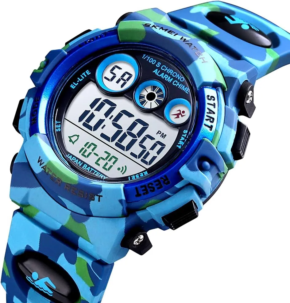 GOLDEN HOUR Watches for Kids Digital Sport Waterproof Boys Girls Watch Outdoor 12/24 H Alarm EL Backlight Stopwatch Military Child Wristwatch Ages 3-15