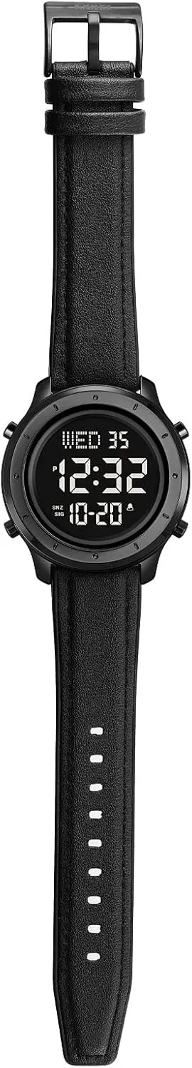 Gosasa Multifunction LED Digital Men's Watches Leather Band Outdoor Sport Wristwatch for Men Date Alarm Casual Male Watch Stainless Steel Waterproof Stopwatch