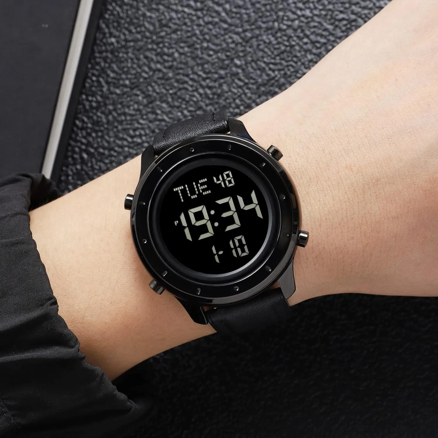 Gosasa Multifunction LED Digital Men's Watches Leather Band Outdoor Sport Wristwatch for Men Date Alarm Casual Male Watch Stainless Steel Waterproof Stopwatch