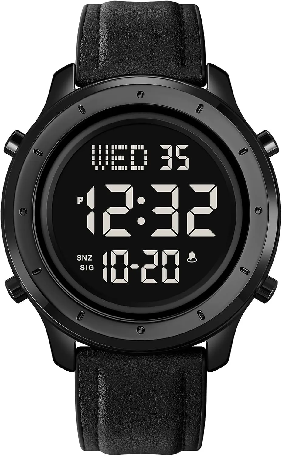 Gosasa Multifunction LED Digital Men's Watches Leather Band Outdoor Sport Wristwatch for Men Date Alarm Casual Male Watch Stainless Steel Waterproof Stopwatch