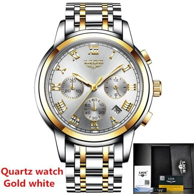 Great Gift Ideas for Men - Top Luxury Brand Business Waterproof Full Steel Military Watch