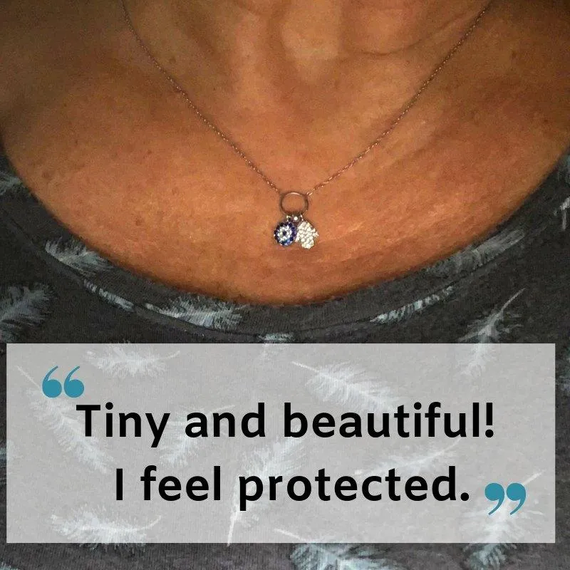 Hamsa and Evil Eye Necklace Combo in Sterling Silver
