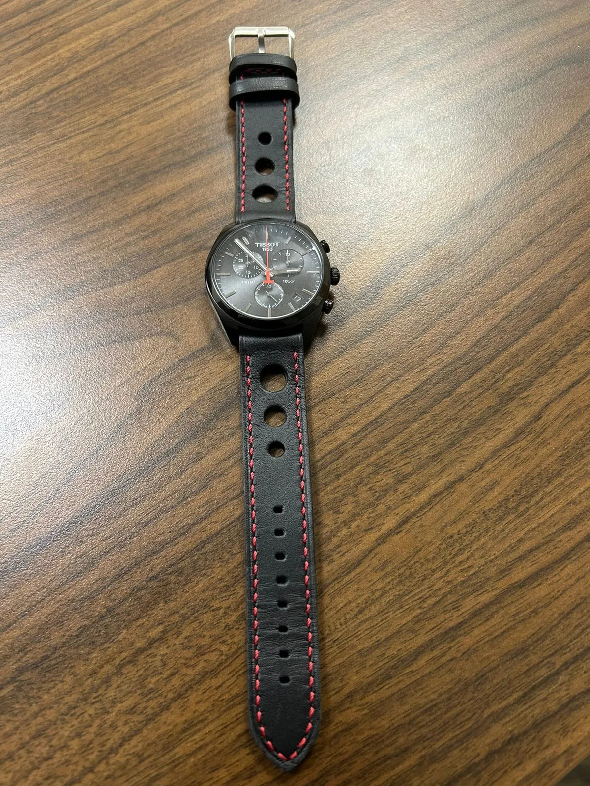 Handmade black racing leather strap