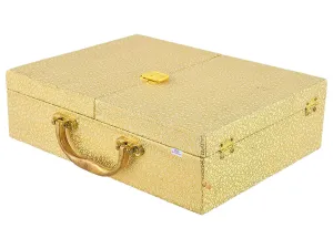 Heart Home Wooden Double Door 3 Rod Bangle Box | Vanity Organizer For Watches, Bracelet With Lock on Top & Handle (Gold)