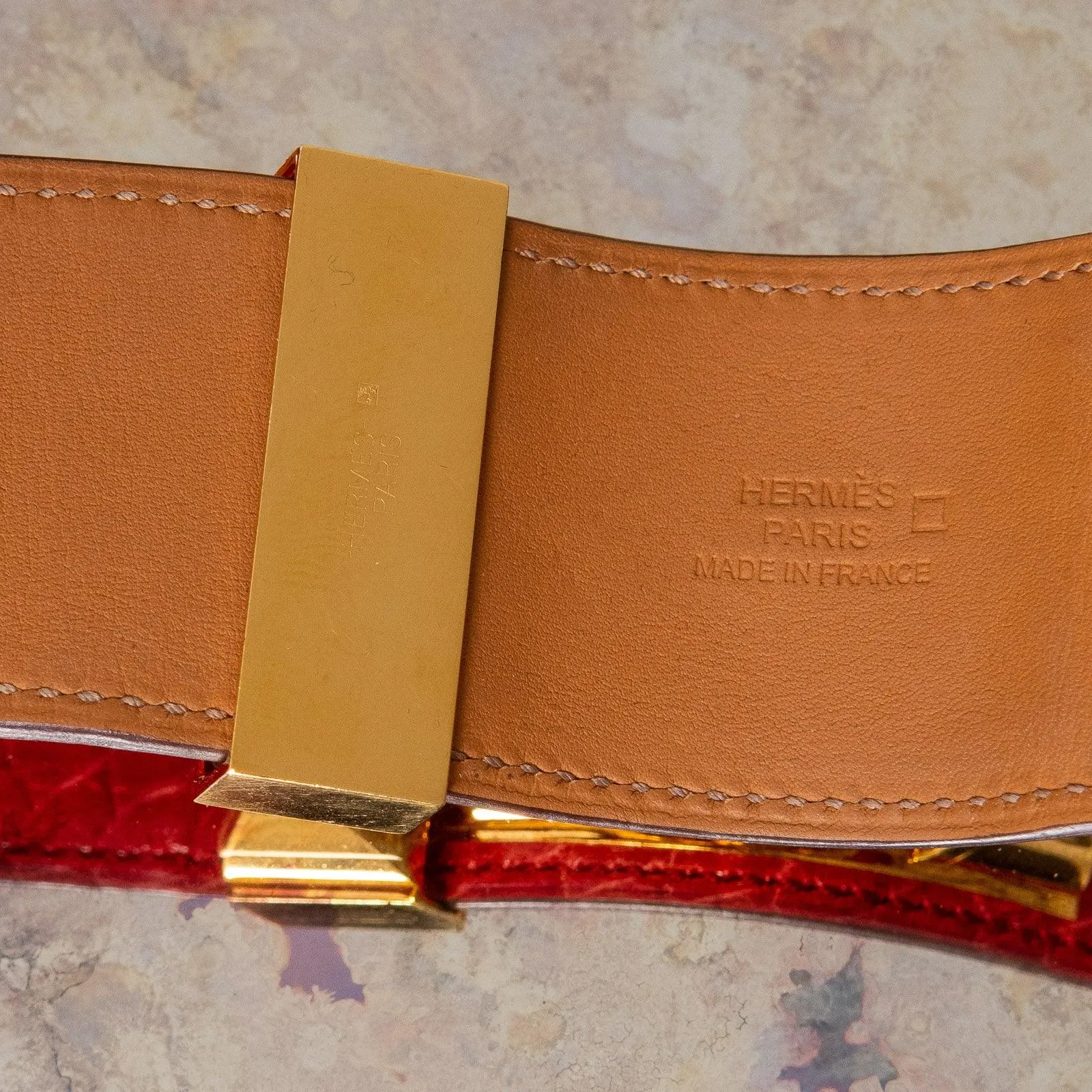Hermes Red Crocodile Collier de Chien Cuff