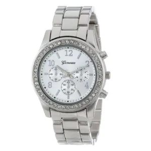 Hot Unique Geneva relojes mujer 2016 Faux Chronograph ladies quartz-watch geneva watch women reloj Watch Drop Shipping F15
