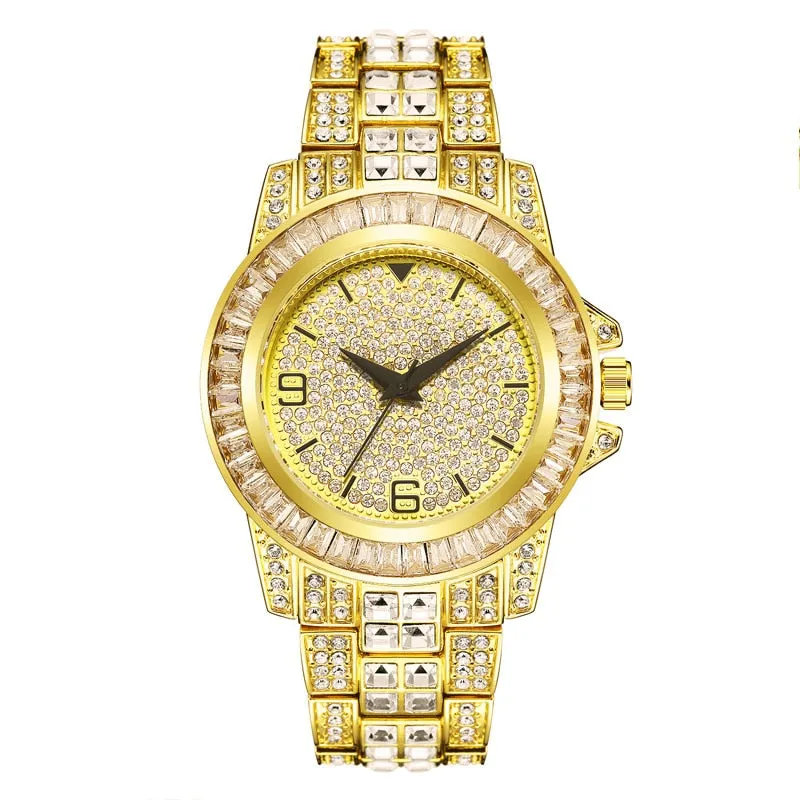 Iced Out Square Men Watches Top Brand Luxury Full Diamond Hip Hop Watch