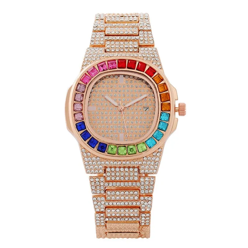 Iced Out Square Men Watches Top Brand Luxury Full Diamond Hip Hop Watch