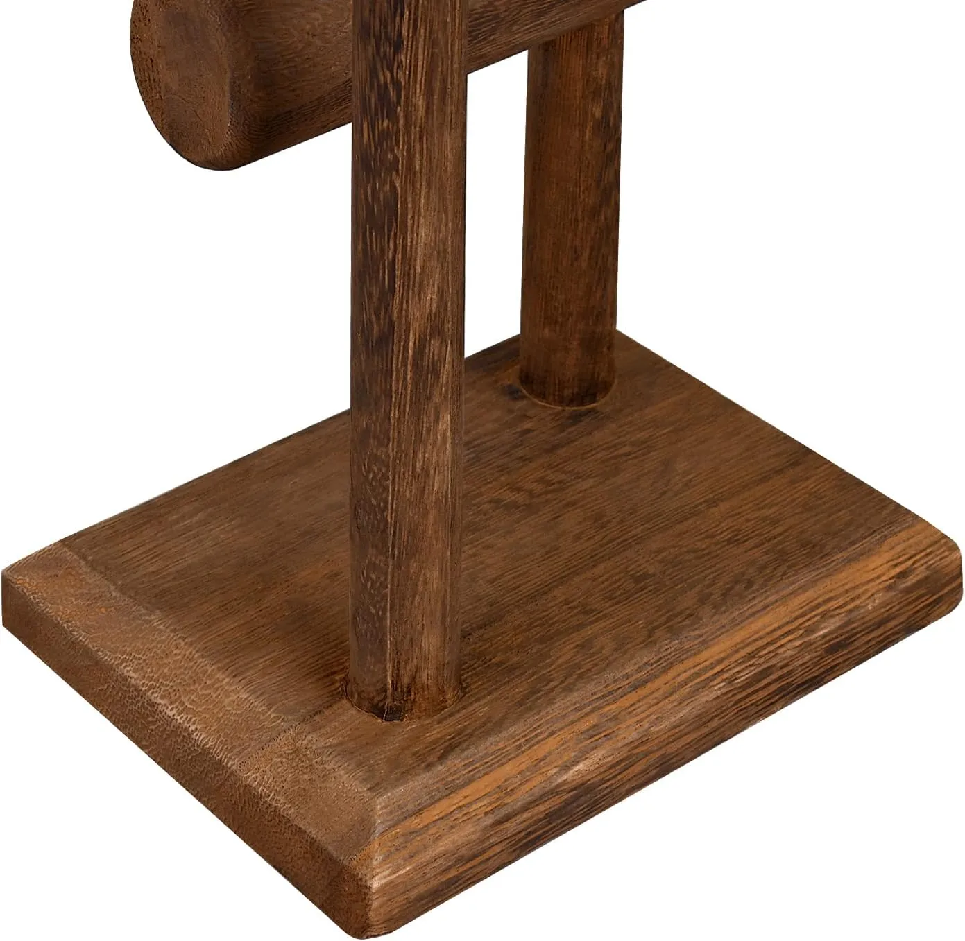 Ikee Design 2 Tier Wooden Jewelry Bracelet Watch Display Tower, Bangle Scrunchie Necklace Holder Storage Stand, 7.9 W x 4.3 D x 9.4 H in, Brown Color