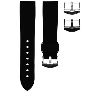 JET BLACK RUBBER STRAP FOR WATCHES WITH A 21MM LUG WIDTH